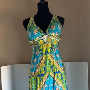 Trina Turk Vibrant Multicolor Halter cover up Dress